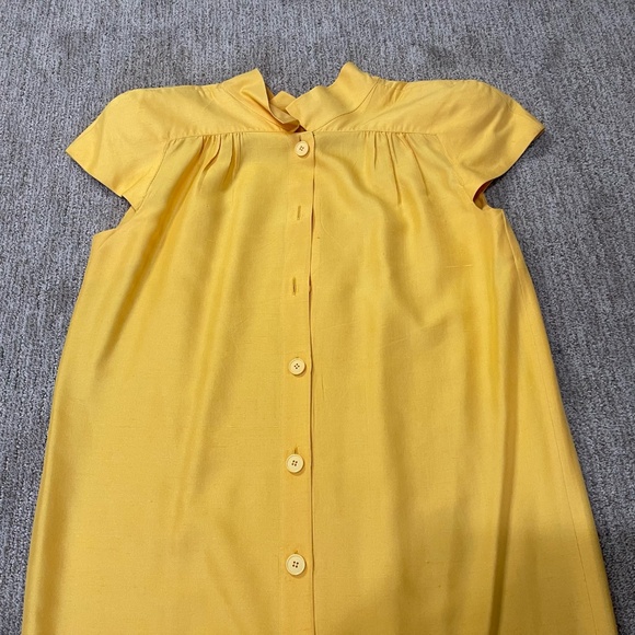 Vintage Levante 100% Silk Tulip Sleeve Dress – Yellow,‎ Size 12 - Picture 10 of 15